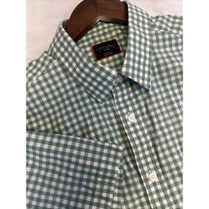 Untuckit Green White Short Sleeve Plaid Cotton Button Up Shirt Mens Large